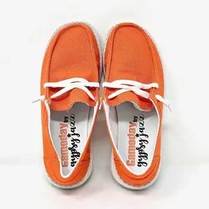 GYPSY JAZZ Women's Boat Canvas Gameday Slip on Comfort Shoes Orange